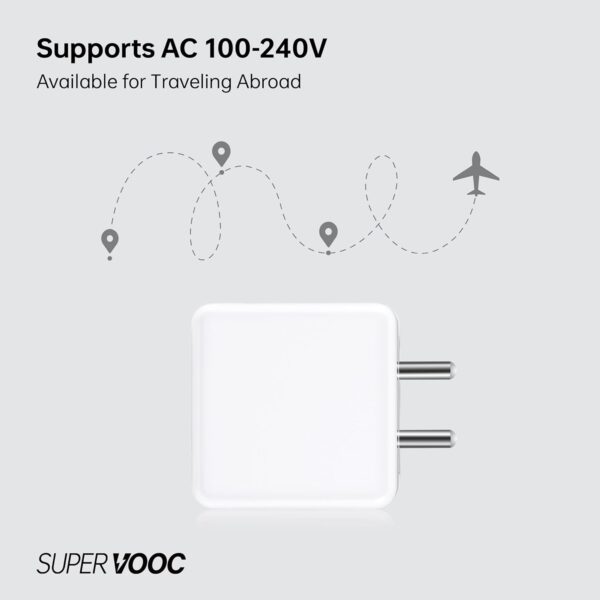 80W SUPERVOOC Fast Charger, Single Port USB Fast Charger, BIS Certified, Wall Charger Adapter